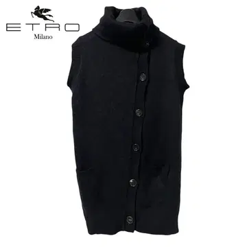 ETRO / 에트로 하이넥 슬리브리스 니트 블랙 42 a056