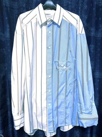 Feng Chen Wang 스트라이프 긴팔 셔츠 오버 사이즈 아지메