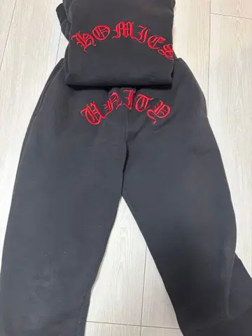 HOMIES UNITY 후드티 스웨트 팬츠 셋업 블랙 레드