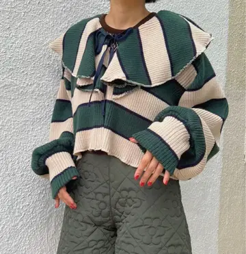 poppy 보더 니트 가디건