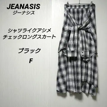지나시스 셔츠라이크 아지메 체크 롱 스커트 블랙