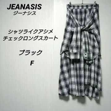 지나시스 셔츠라이크 아지메 체크 롱 스커트 블랙
