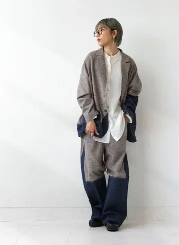 데님 도킹 자켓 & 절개 팬츠 셋업