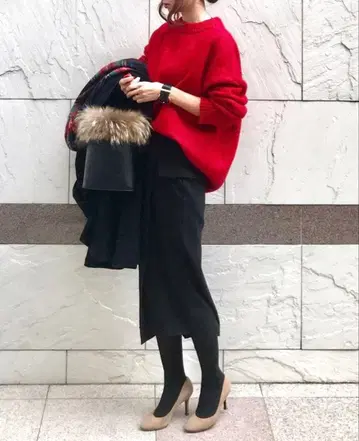 ZARA 오버 사이즈 알파카 스웨터 니트 빨간색