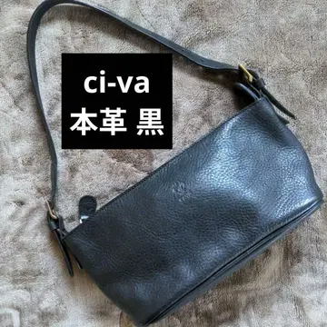 ci-va 치바 블랙 가죽 핸드백