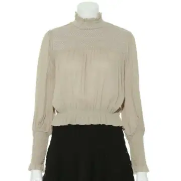 snidel 스탠드 카라 스모크 블라우스 베이지