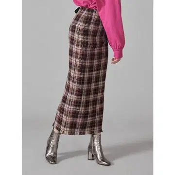 스나이델 울 로빙 스커트 로빙 체크 스커트 롱 스커트