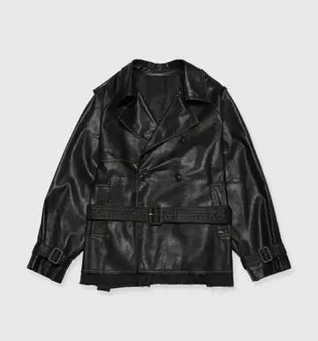 조제문 인조 가죽 트렌치 자켓