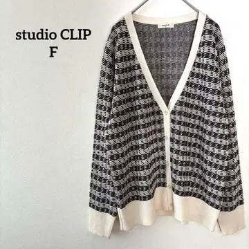 스튜디오 클립 가디건 화이트 블랙 FREE 사이즈