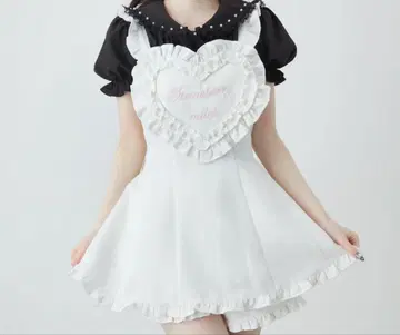 Ank Rouge 하트 에이프런 셋업 화이트