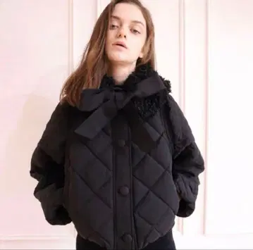 fur ribbon quilting short down coat