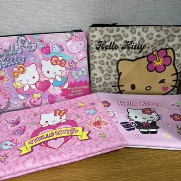 새상품 헬로키티 플랫 파우치 갸루 레오파드 핑크