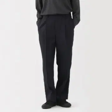 신사 폴리에스테르 턱 와이드 팬츠 신사 L 다크 네이비