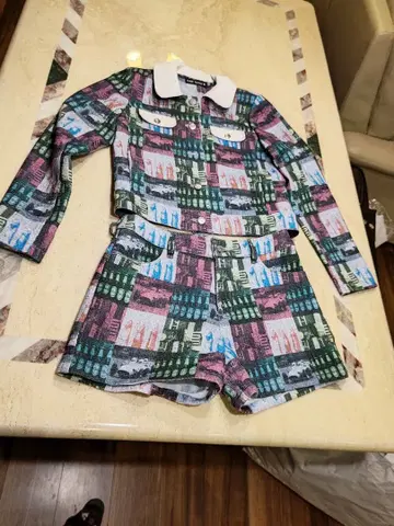 MARY QUANT 다색 그래픽 프린트 숏팬츠 셋업