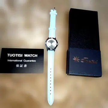 TUOTISI 스카이블루 가죽 손목시계 (쿼츠) 새상품, 미사용