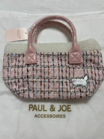 새상품 폴앤조 집시 트위드 토트백 핑크