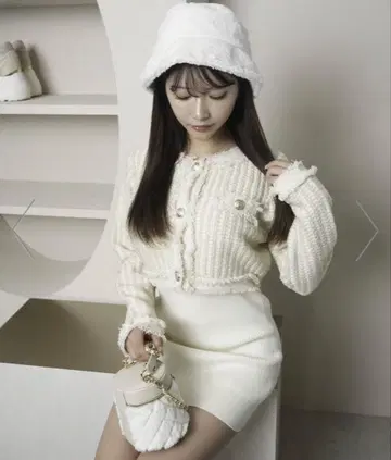 LIP SERVICE 프린지 트위드 앙상블 니트 원피스