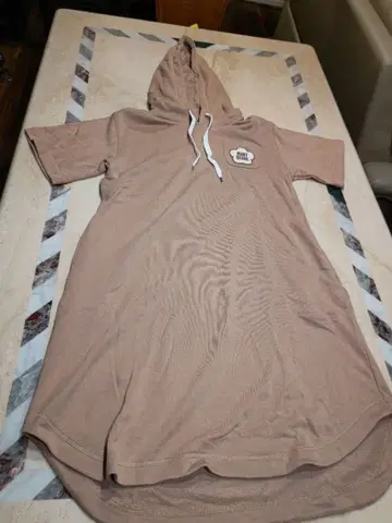 MARY QUANT 후드 부착 베이지 티셔츠 원피스 빈티지풍