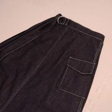 CAPRICIEUX LE'MAGE 데님 플리츠 스커트 롱 블랙 F