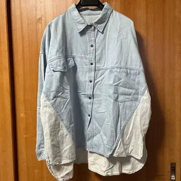 데님 패치워크 셔츠 라이트 블루
