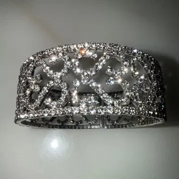 스와로브스키 반짝이는 크리스탈 장식 실버 오픈 뱅글 팔찌