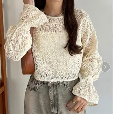 callautia 앞뒤 2way 시어 레이스 블라우스