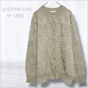 퀘스천존 울 100% 하트 시스루 편직 니트 가디건 M