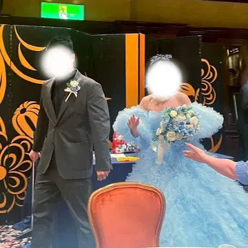 키요코 하타 (KIYOKO HATA) 풍 스카이블루 드레스