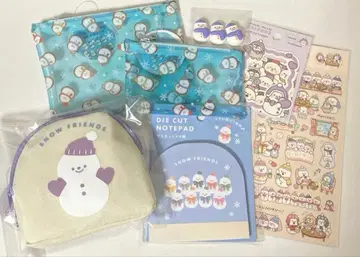 스노우맨 SnowMan 파우치 스티커 데코 부품 메모장 씰 보라색
