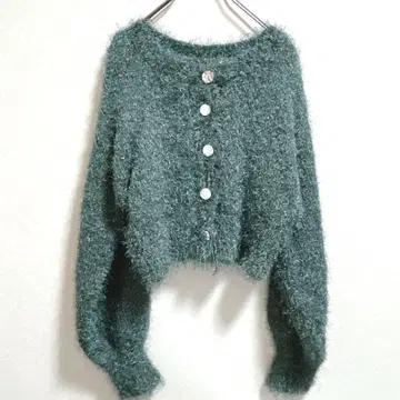 마제스틱 레곤 니트 가디건 숏 기장 그린 M 사이즈