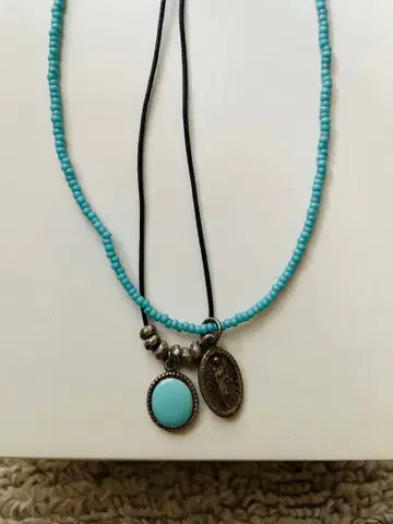 터콰이즈 블루 이중 목걸이