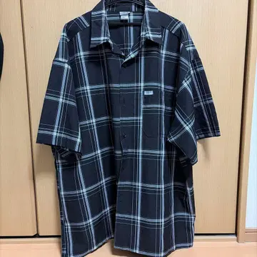 레어 사이즈 4XL Caltop 반팔 체크 셔츠 블랙/화이트