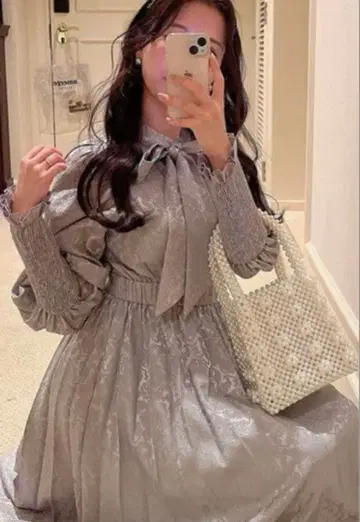 amerge 데콜테 슬릿 롱 원피스