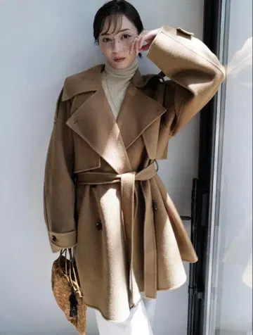 택 포함 새상품 anuans 리버 울 미들 트렌치코트