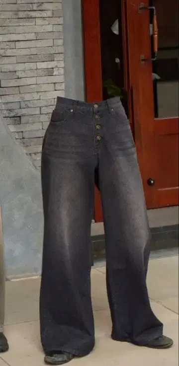 belvet 워싱 버튼 플라이 플레어 데님