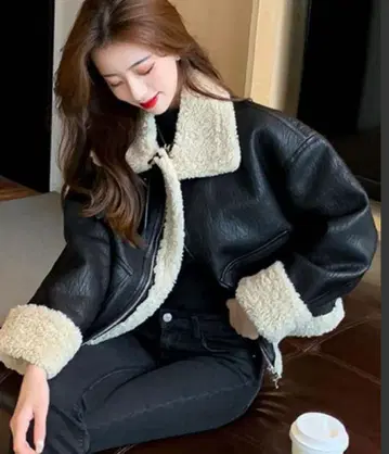 블랙 가죽 자켓 무스탕 자켓 아우터 블랙