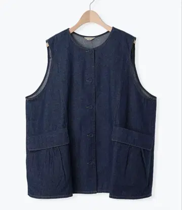 사만사 모스모스 데님/트윌 크루넥 베스트 네이비 완판템