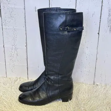 일본제 MISTER MINIT 밑창 블랙 가죽 롱 부츠 24cm