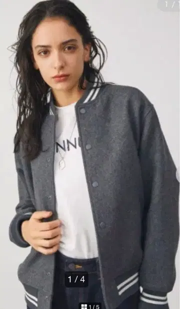 미사용 미라 오웬 양모 멜톤 바시티 자켓