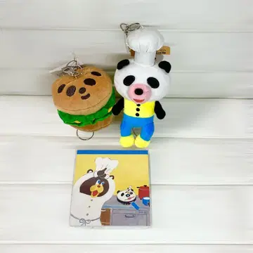 팬더 오사지 낚시릴 달린 봉제 인형 키링 2개 스퀘어 메모 선물