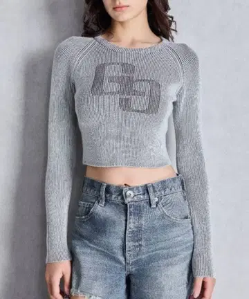 GYDA 투 컬러 스킴 니트탑