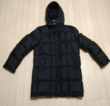 블랙 다운 자켓 후드 부착 롱 남성용