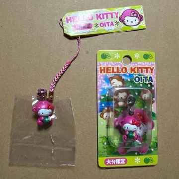 헬로키티 고장 오이타 한정판 원숭이 지퍼 & 스트랩 2개