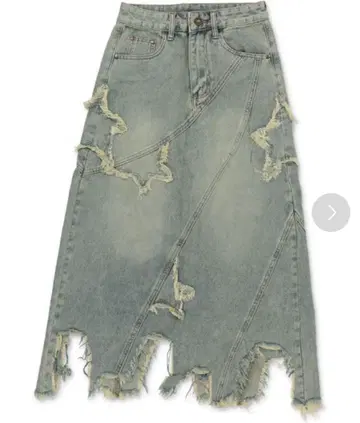 데님 프린지 스커트 별 y2k 데님 롱 스커트