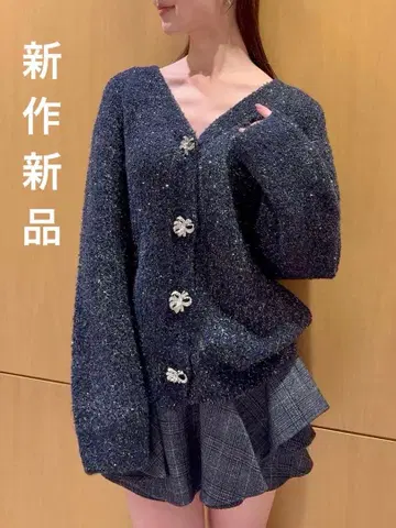 신상 택 포함 새상품 스나이델 비쥬 리본 미들 가디건