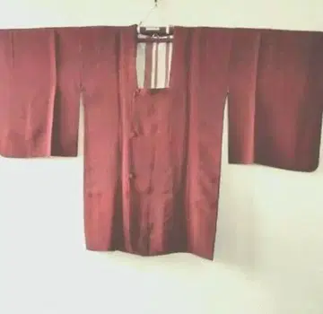 도행 코트 2/미사용 순수 실크/크림슨 색에 다양한 무늬/안감 스트라이프