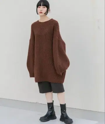 볼륨 니트 미니 원피스