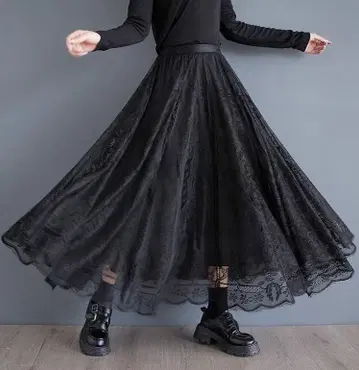 빅 사이즈 롱 스커트 레이스 여성용 가을/겨울 봄 새상품 h