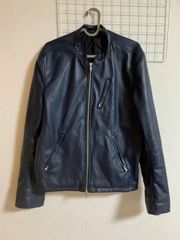 다케오 키쿠치 네이비 가죽 자켓 M 사이즈