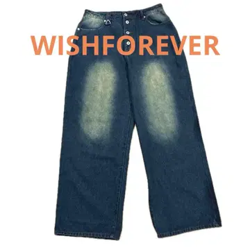 WISH FOREVER 와이드 데님 L 가공 빈티지풍 71cm